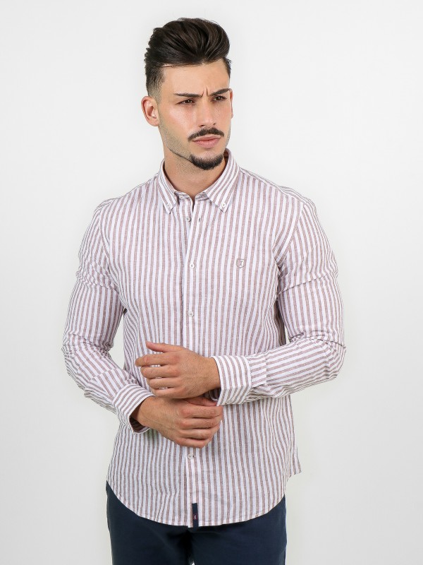 Stripes pattern linen cotton shirt