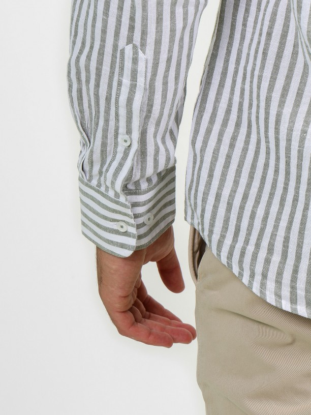 Stripes pattern linen cotton shirt