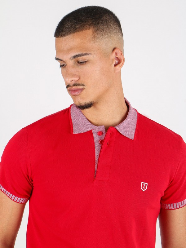 Polo de algodo elstico com contraste