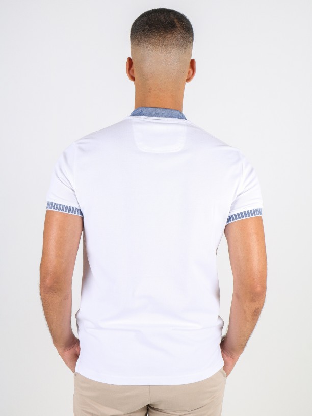 Contrast stretch cotton polo shirt