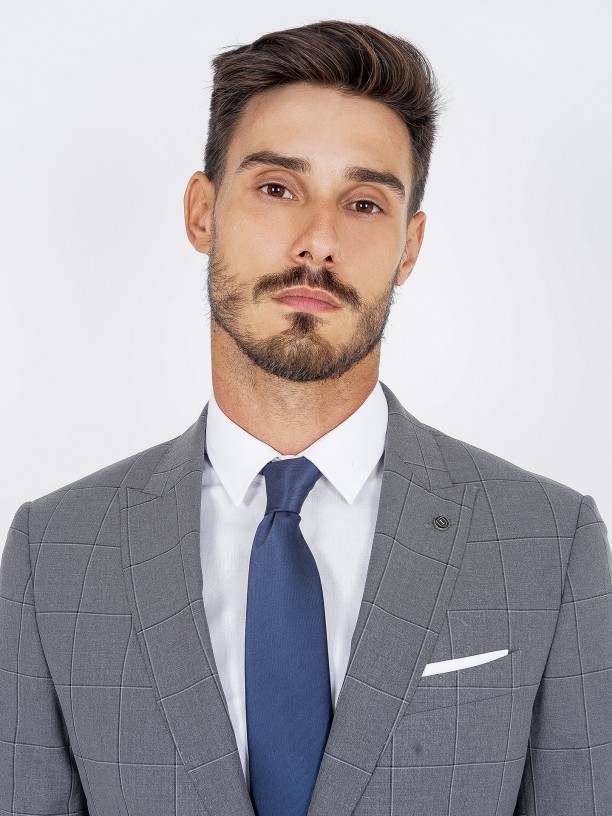 Fato de padro xadrez slim fit
