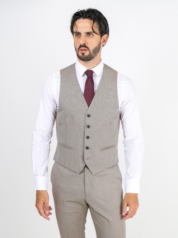 Fato de micro estrutura regular fit com colete Fato de micro estrutura regular fit com colete