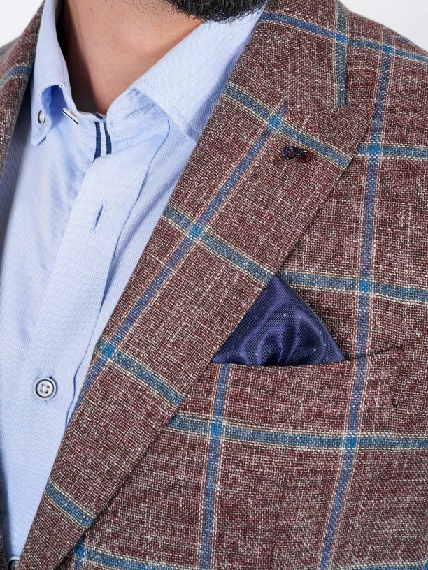 Wool and cotton plaid pattern blazer