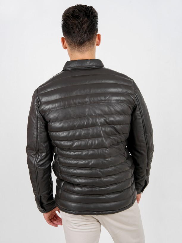 Quilted genuine leather lacket