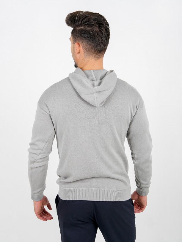 Hooded cotton knit sweatshirt