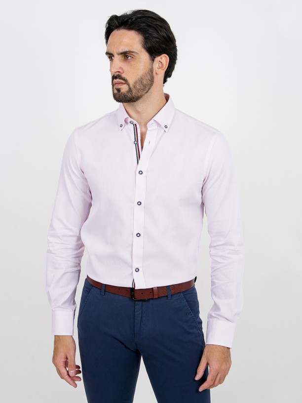 Micro pattern regular fit casual shirt
