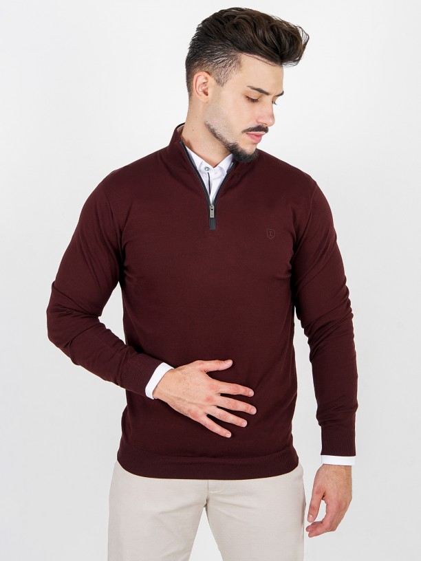 Camisola de malha meio fecho por zip Camisola de malha meio fecho por zip