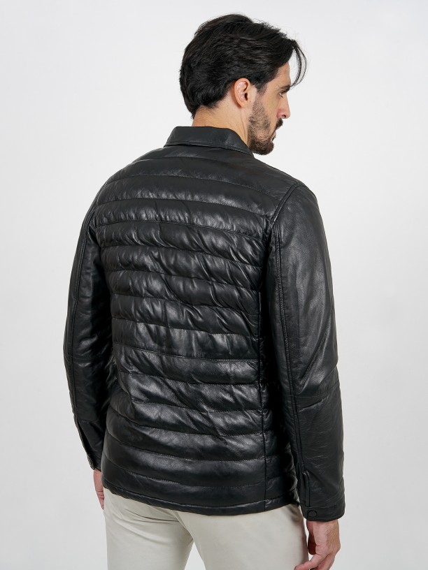 Quilted genuine leather lacket