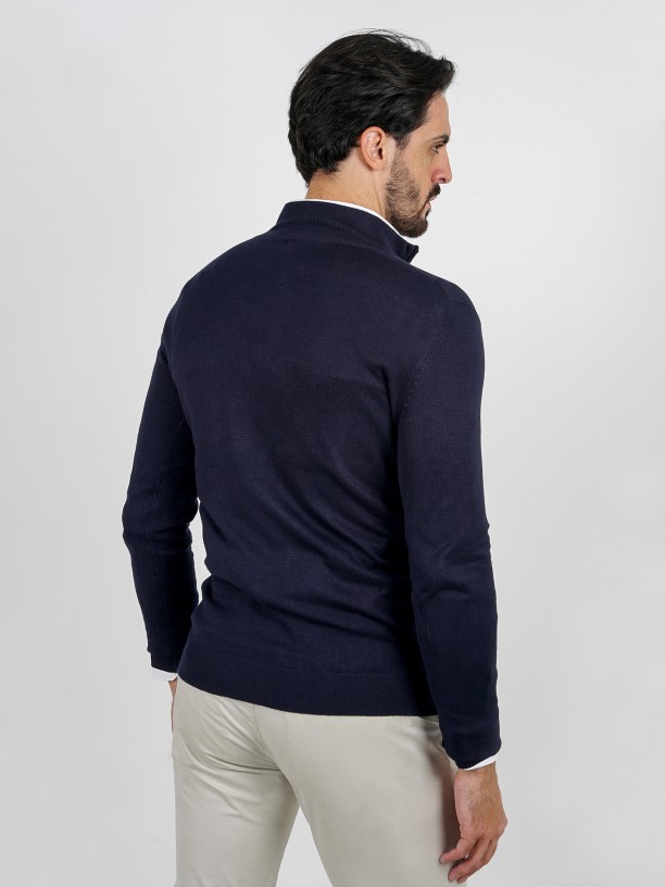 Jersey de punto fino medio cierre cremallera Jersey de punto fino medio cierre cremallera