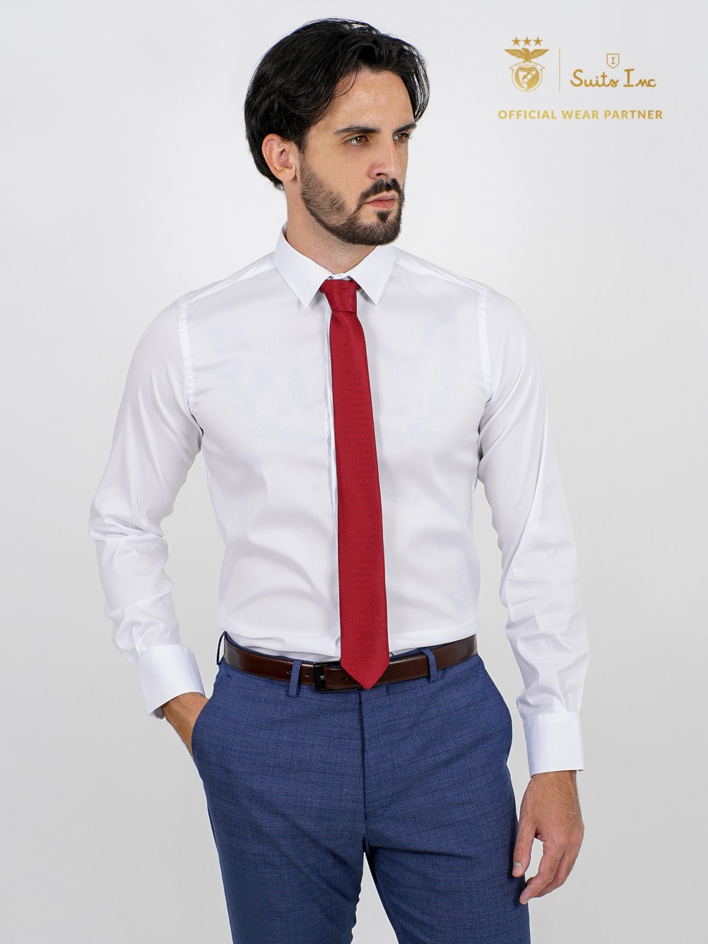 Camisa clássica lisa slim fit elástica