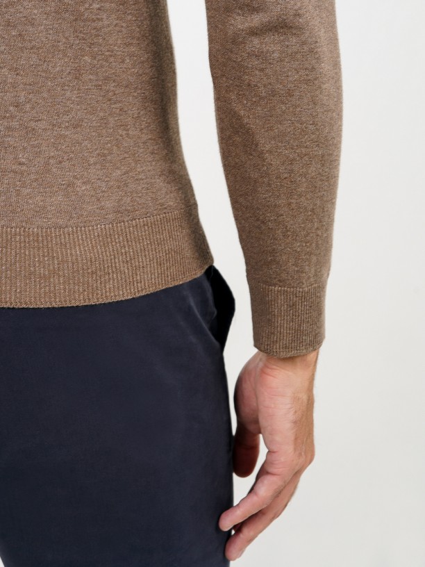 V-collar cotton cashmere sweater