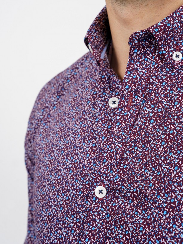 Slim fit pattern cotton shirt