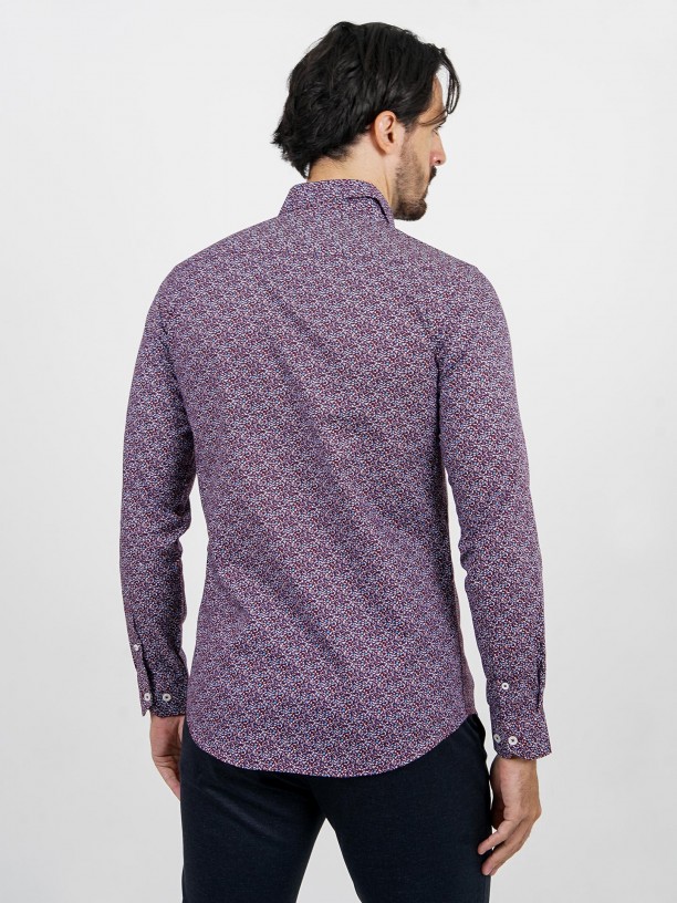 Slim fit pattern cotton shirt