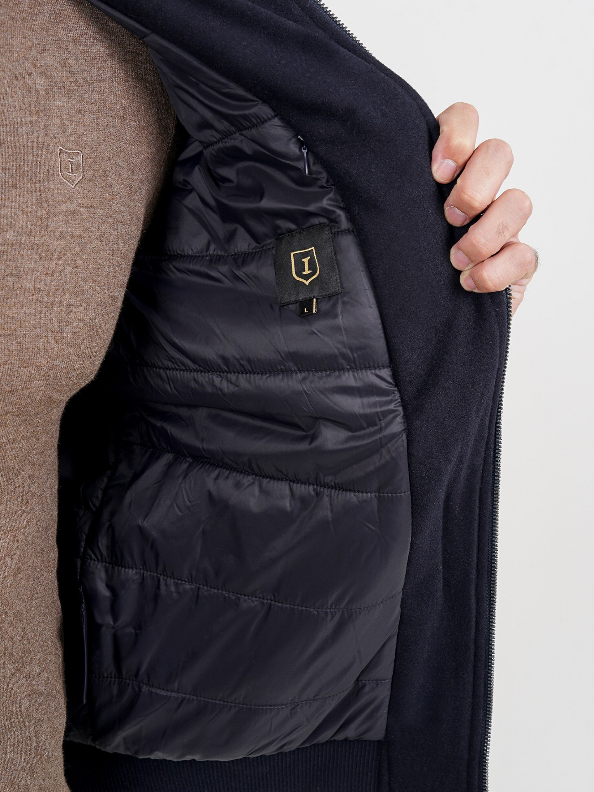 Blusão bomber combinado recycled fabric