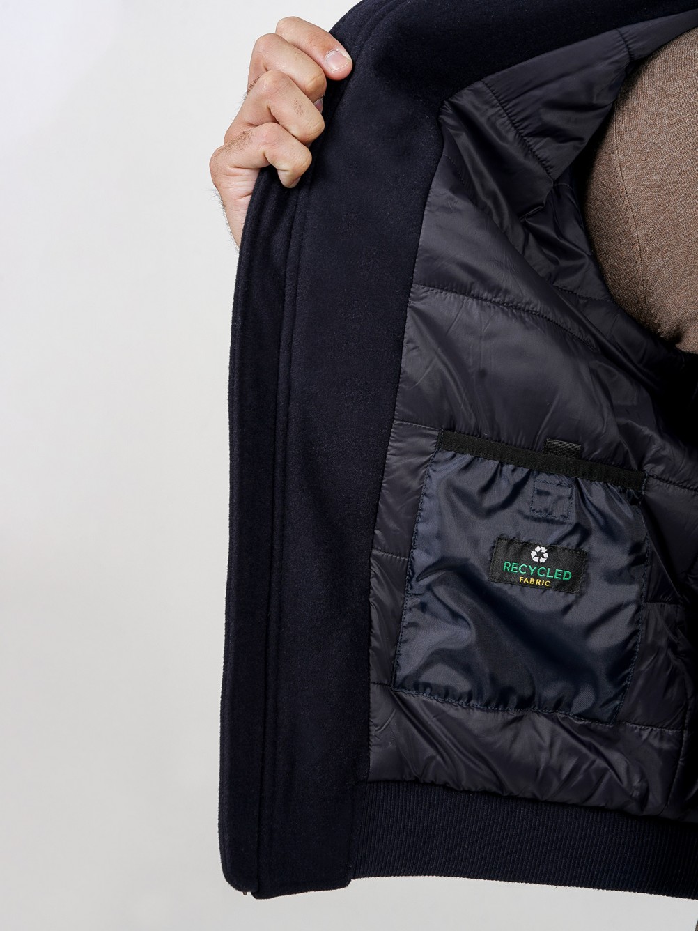 Combined bomber jacket recycled fabric