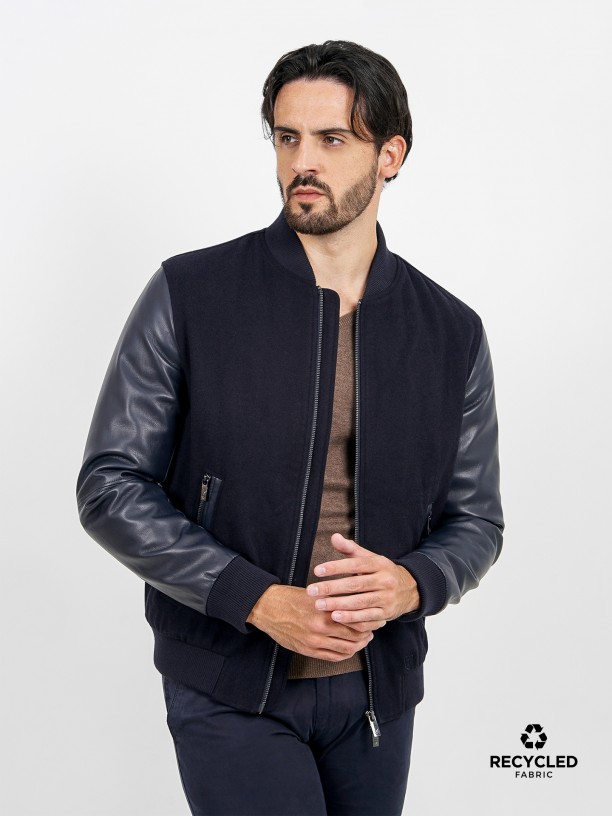 Combined bomber jacket recycled fabric