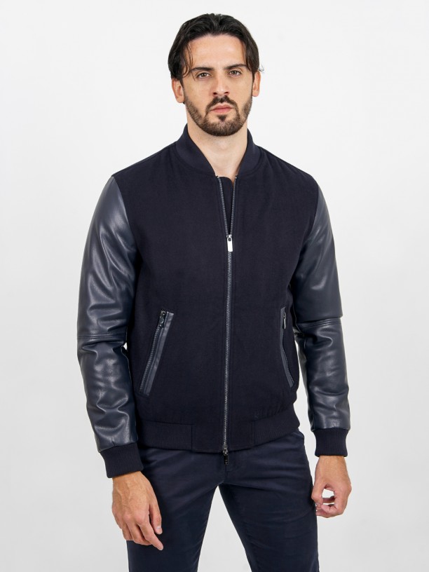 Combined bomber jacket recycled fabric