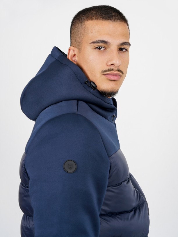 Padded technical jacket with hood