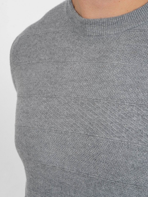 Wool and cotton structured knit jersey