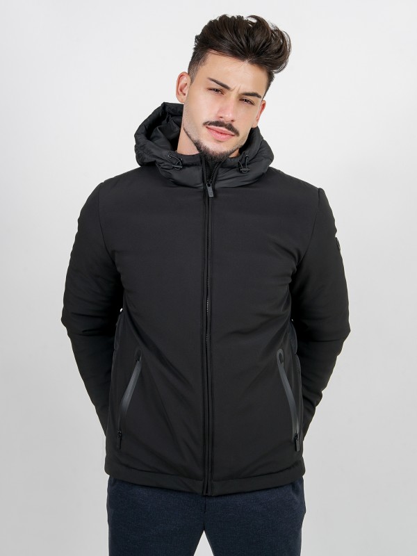 Technical hooded coat