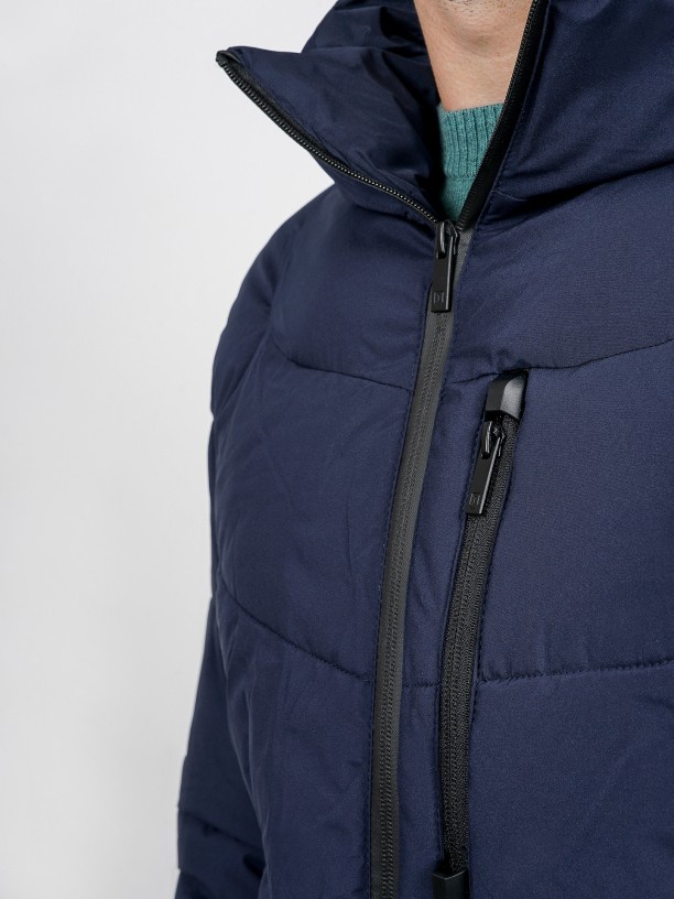 Parka with detachable hood recycled fabric