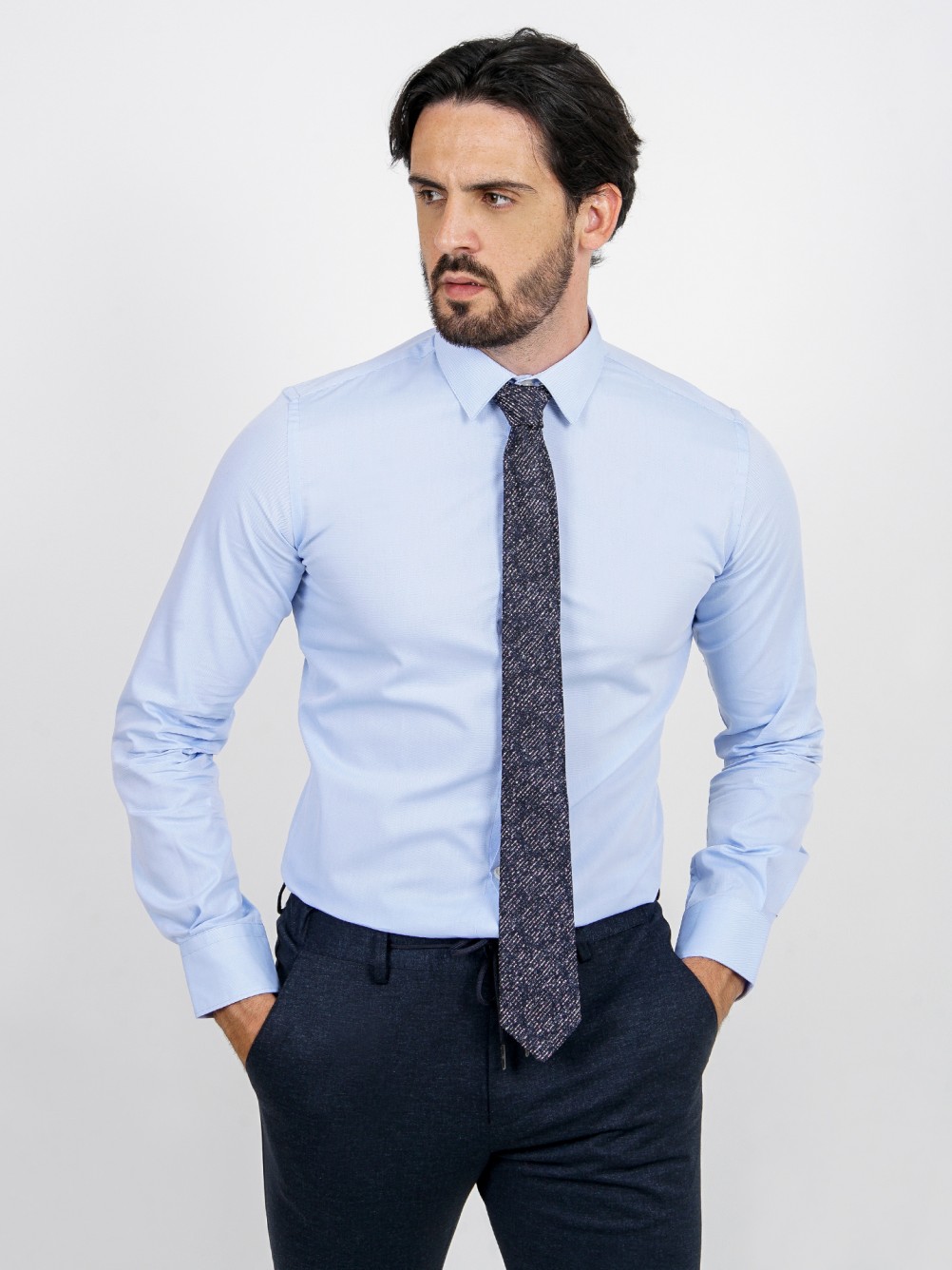 Slim fit micro structured classic shirt