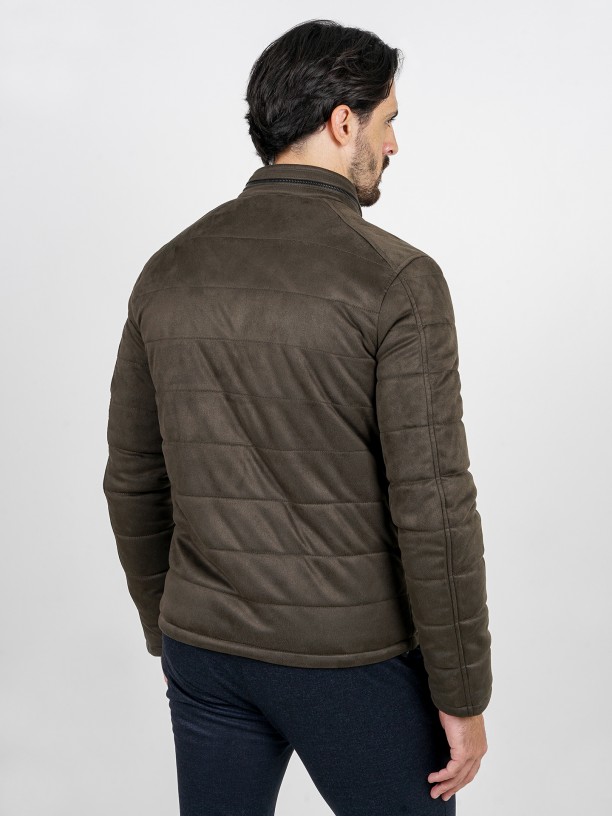 Quilted jacket with suede effect
