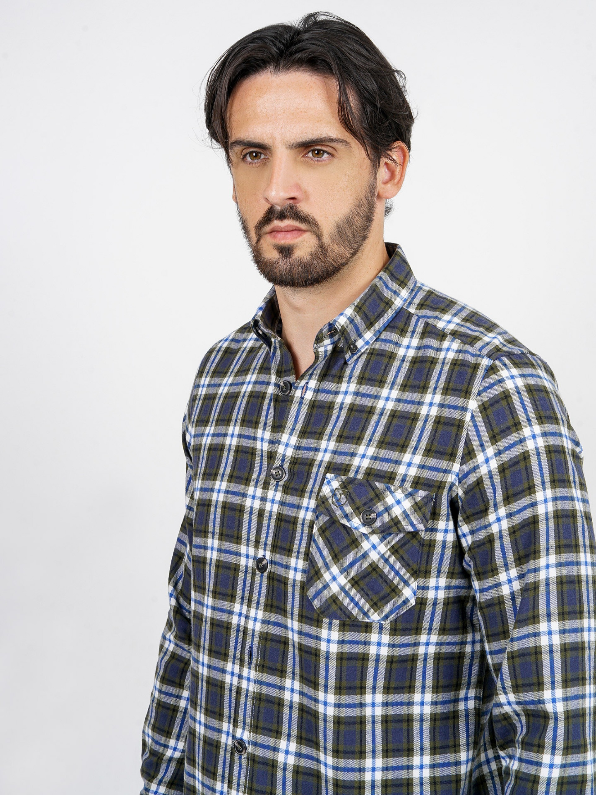 Camisa padrão xadrez com bolso