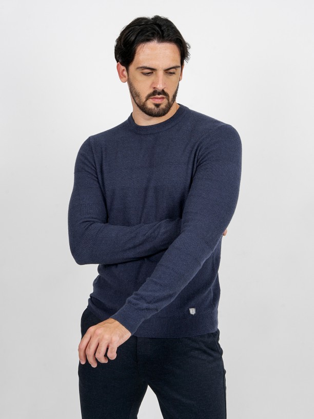 Wool and cotton structured knit jersey