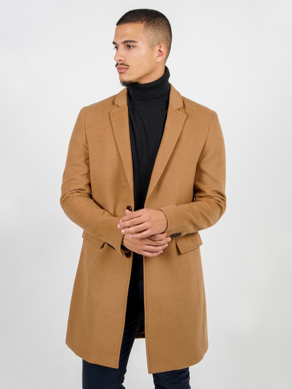 Slim fit overcoat classic lapel