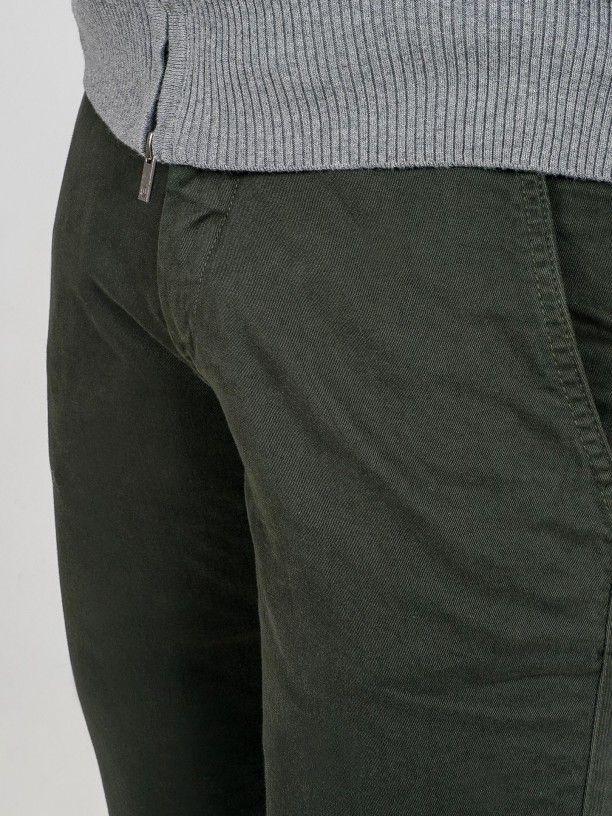 Pantalones chino slim fit algodón cintura elástica Pantalones chino slim fit algodón cintura elástica