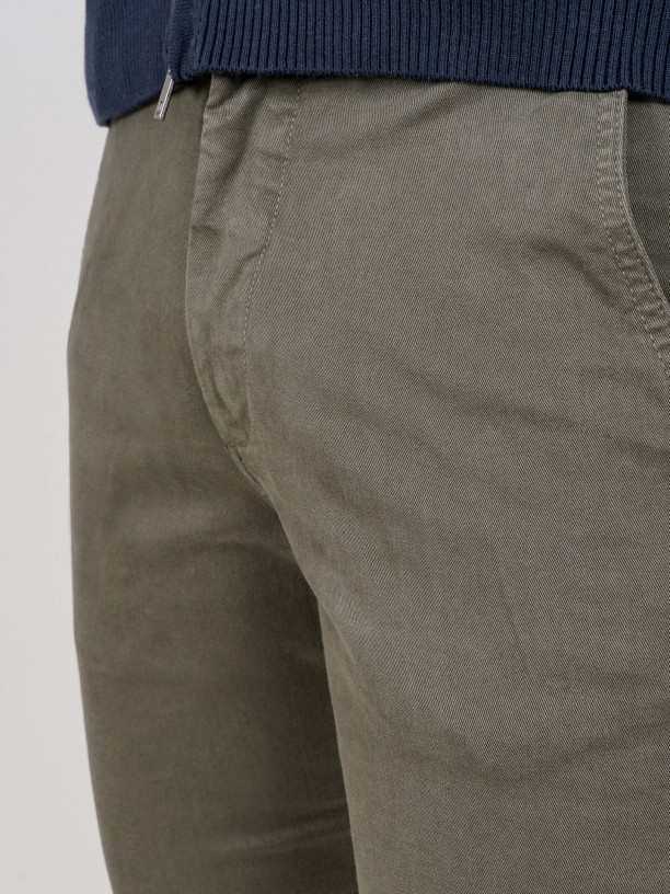 Pantalones chino slim fit algodón cintura elástica Pantalones chino slim fit algodón cintura elástica