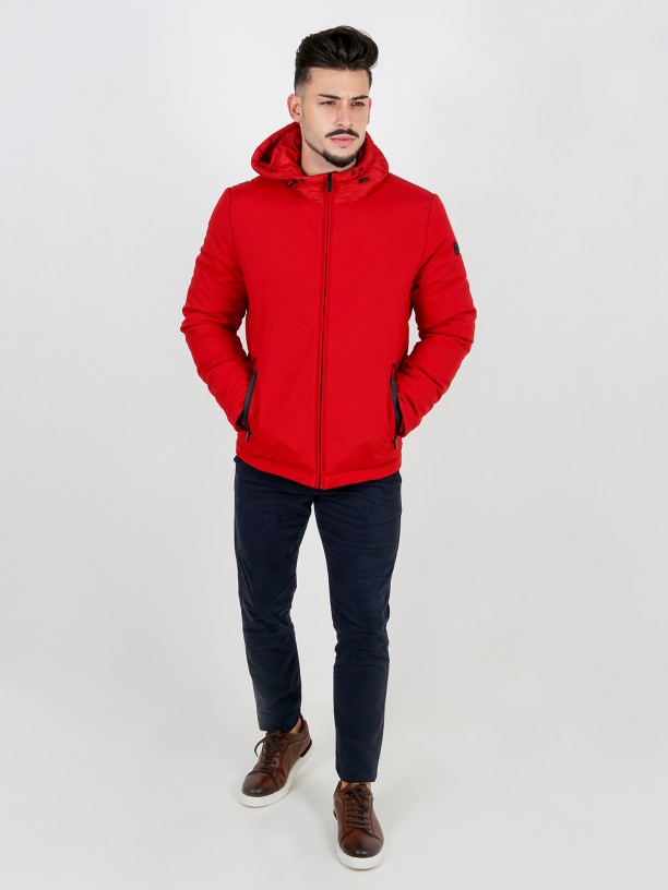 Technical hooded coat