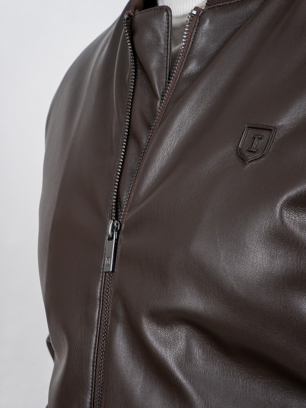 Syntethic leather bomber jacket Syntethic leather bomber jacket