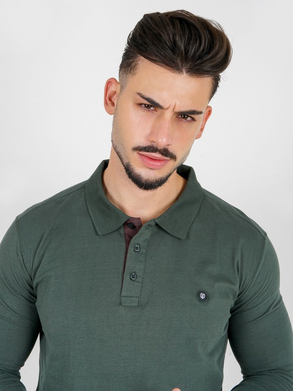 Polo de manga comprida 100% algodo