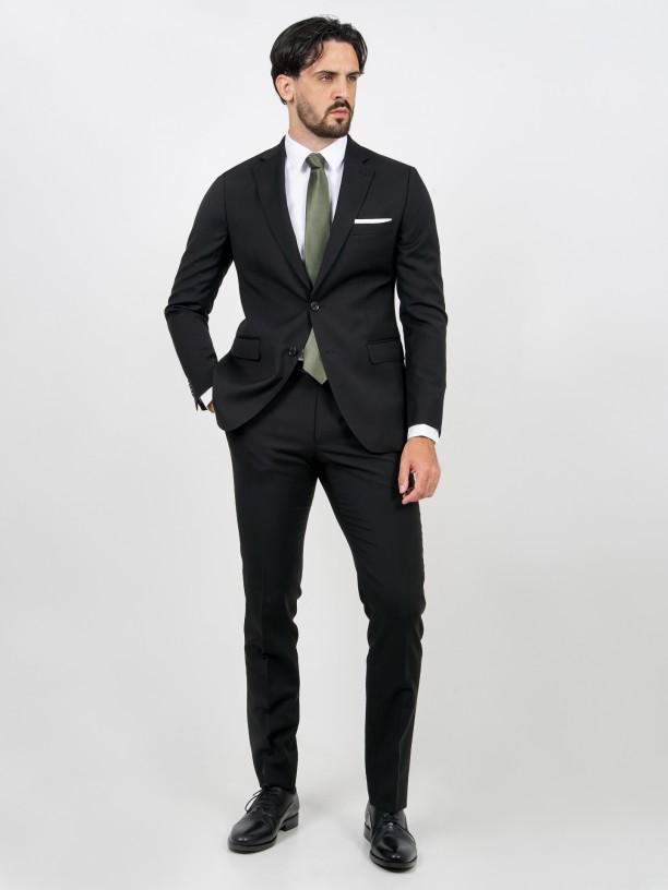 Regular fit 100% wool plain suit