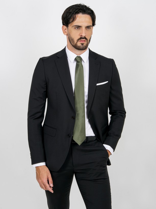 Regular fit 100% wool plain suit