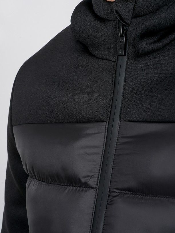 Padded technical jacket with hood