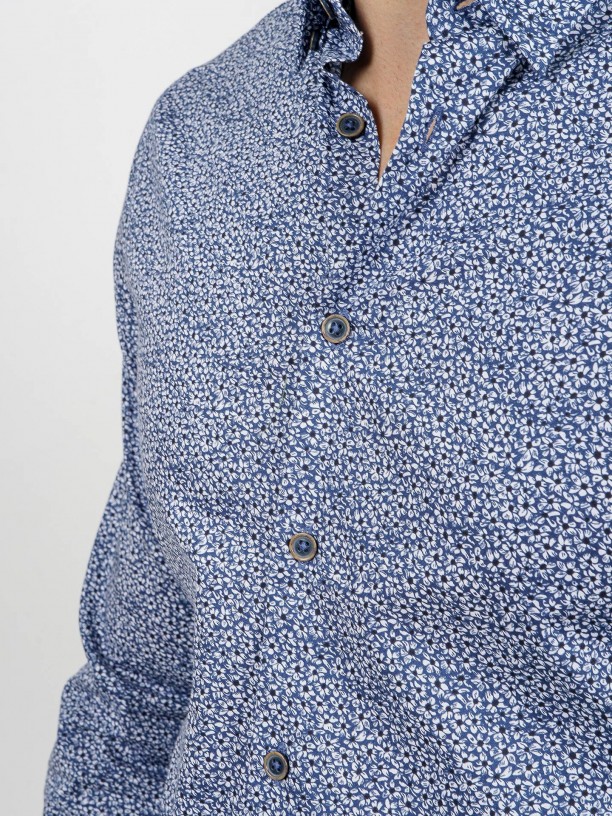 Camisa de algodão padrão florido