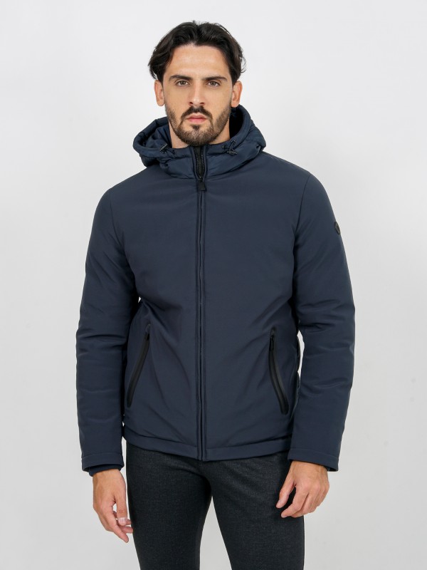 Technical hooded coat