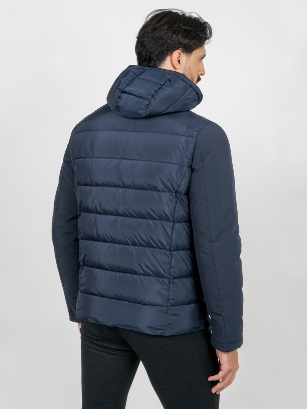 Technical hooded coat