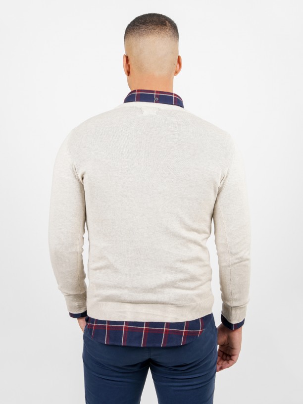 V-collar cotton cashmere sweater V-collar cotton cashmere sweater