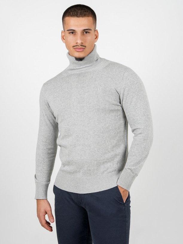 Camisola de malha gola alta com bordado Camisola de malha gola alta com bordado
