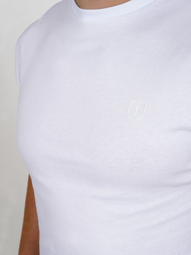 Cotton plain t-shirt round collar