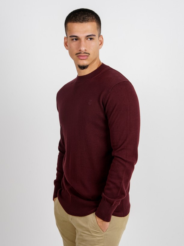 Camisola de malha algodão gola redonda Camisola de malha algodão gola redonda