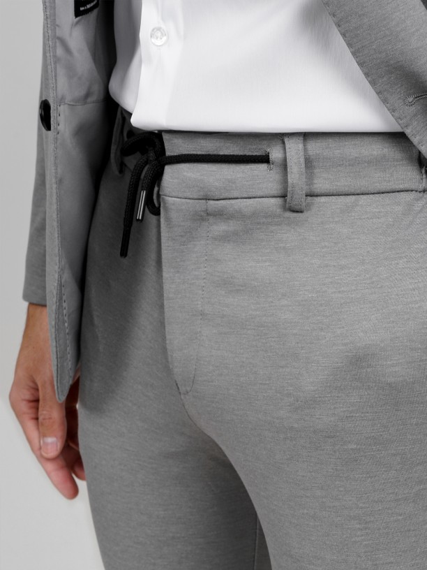 Plain elasticated slim fit suit b-tech