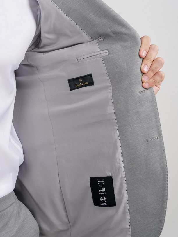 Plain elasticated slim fit suit b-tech
