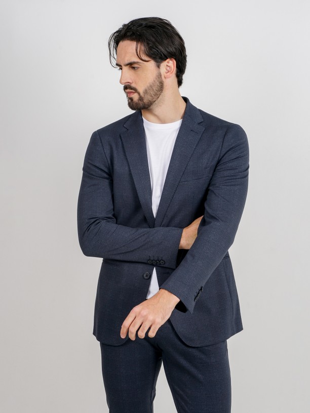 Traje elstico slim fit estampado a cuadros b-tech