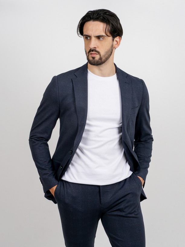 Traje elstico slim fit estampado a cuadros b-tech