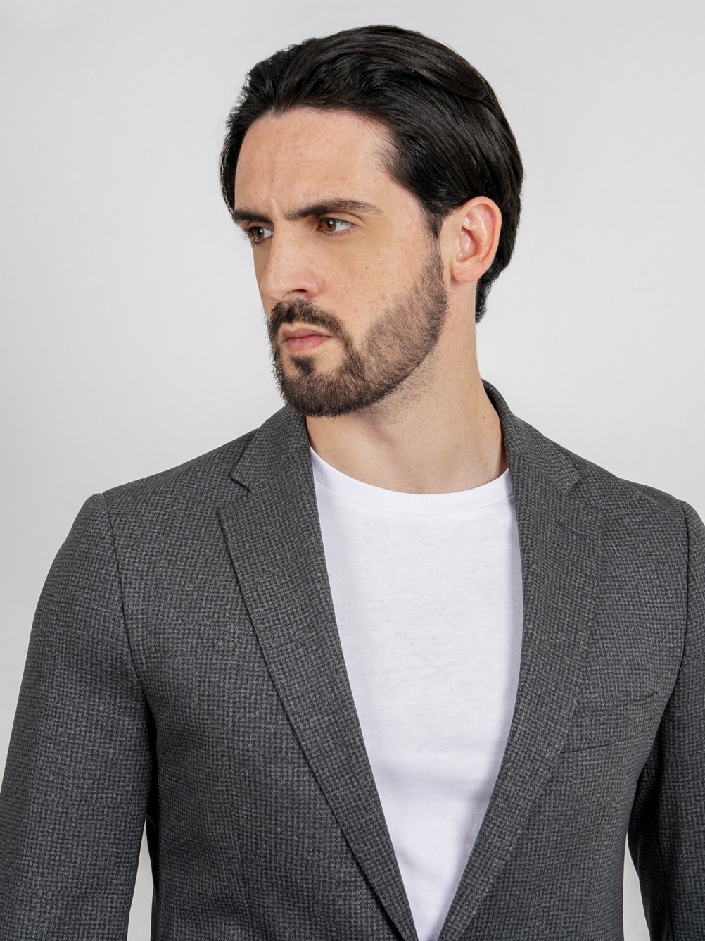 Traje elástico slim fit micro estampado